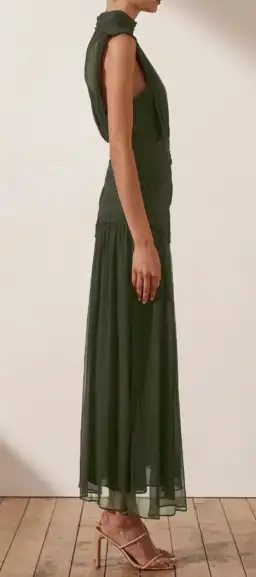 Shona Joy Clemence High Neck Midi Dress Olive Size 10 / M for rent on The Volte - image 2