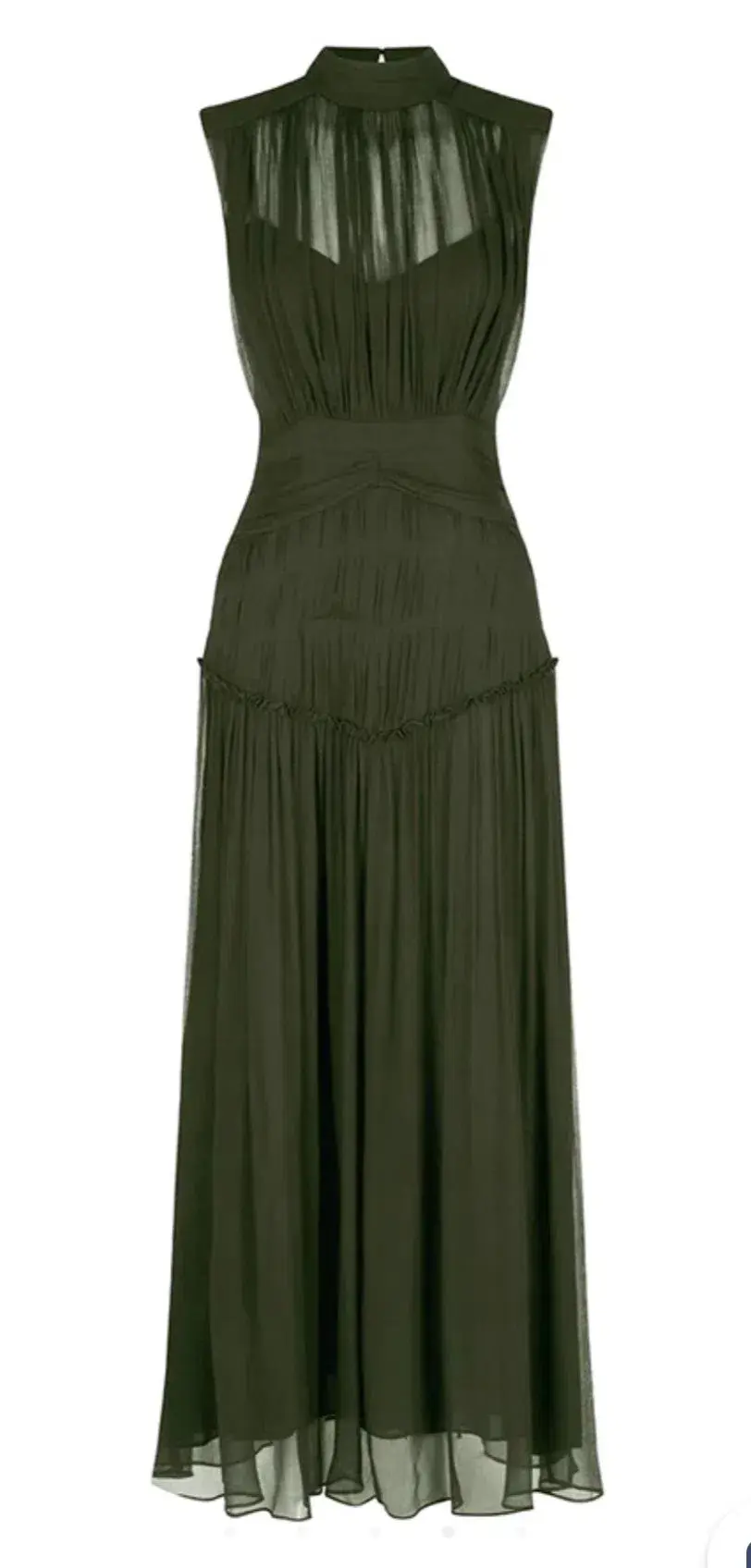 Shona Joy Clemence High Neck Midi Dress Olive Size 10 / M for rent on The Volte - main image