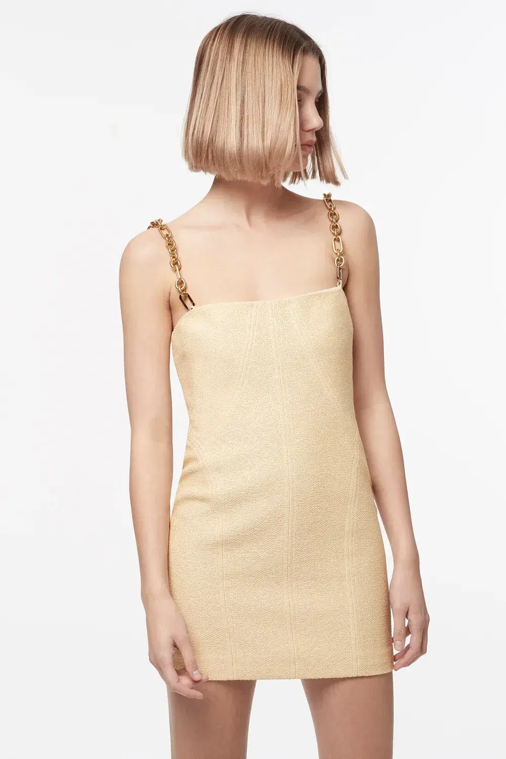 Manning Cartell Neo Classic Mini Dress with Chain Almond Size 8 for rent on The Volte - main image