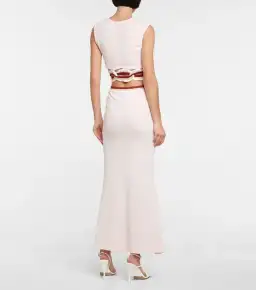 Christopher Esber Cut Out Ribbed Knit Crop Top and Lowrise Cut Out Maxi Skirt in Multi Bind Rose Quartz Size 6 for rent on The Volte - image 2