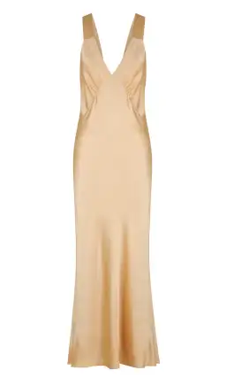 Shona Joy Felicity Plunge Midi Dress in Porcini Gold Size 6 for rent on The Volte - image 3