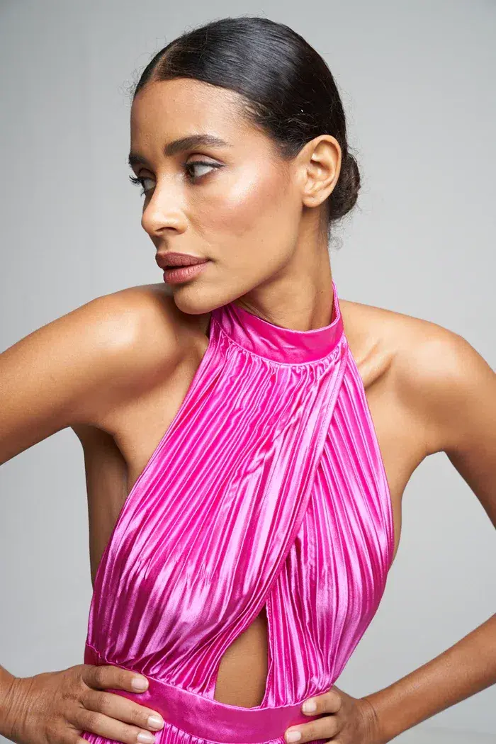 L'idee Renaissance Split Dress Flamingo Pink Size AU 12 for rent on The Volte - main image