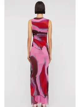 Scanlan Theodore Italian Watercolour Print Dress in Raspberry Size AU 10 for rent on The Volte - image 2