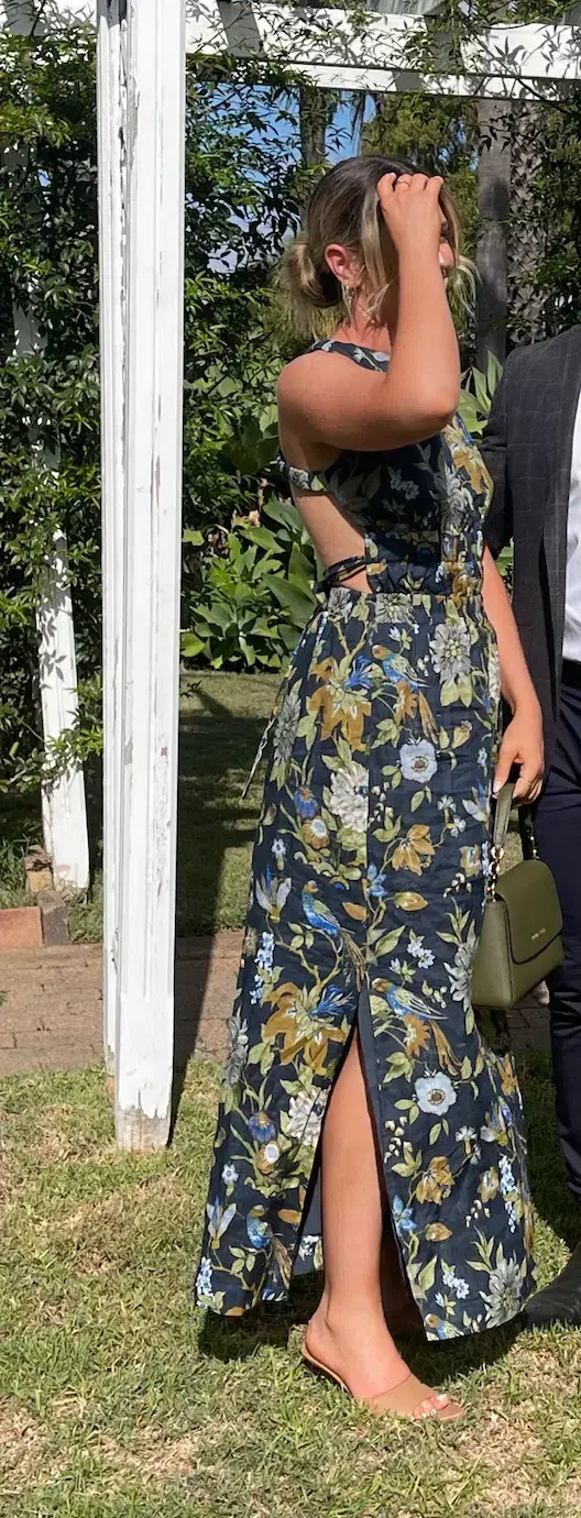 Sir The Label Diana Cross Back Gown in Delia Print Floral Size 1/AU 8 for rent on The Volte - main image