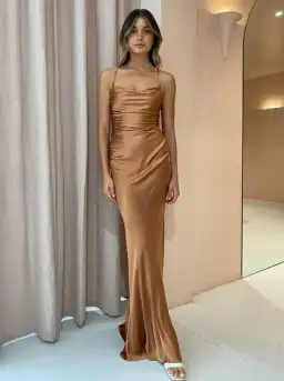 Shona Joy La Lune Lace Back Maxi Dress Copper Size 8 for rent on The Volte - image 1