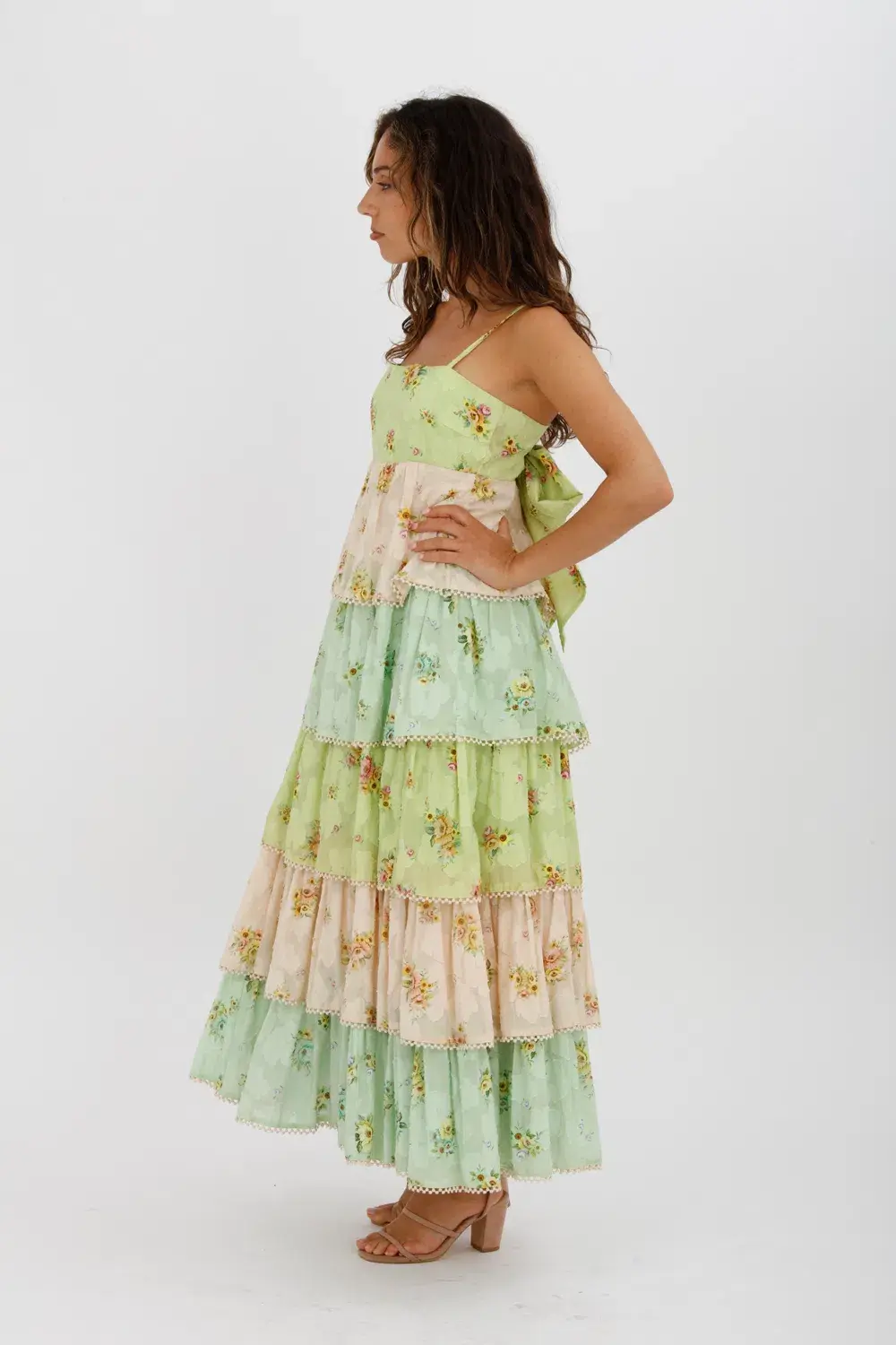 Alemais Clementine Tiered Maxi Dress Multi Floral Size 10 for rent on The Volte - main image