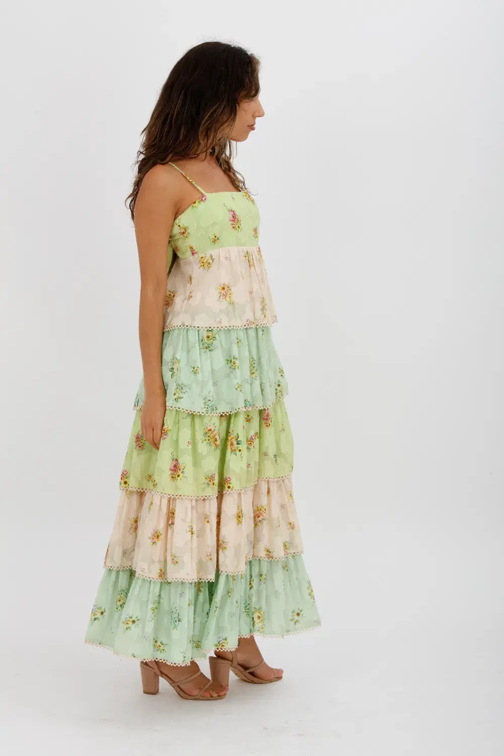 Alemais Clementine Tiered Maxi Dress Multi Floral Size 10 for rent on The Volte - main image