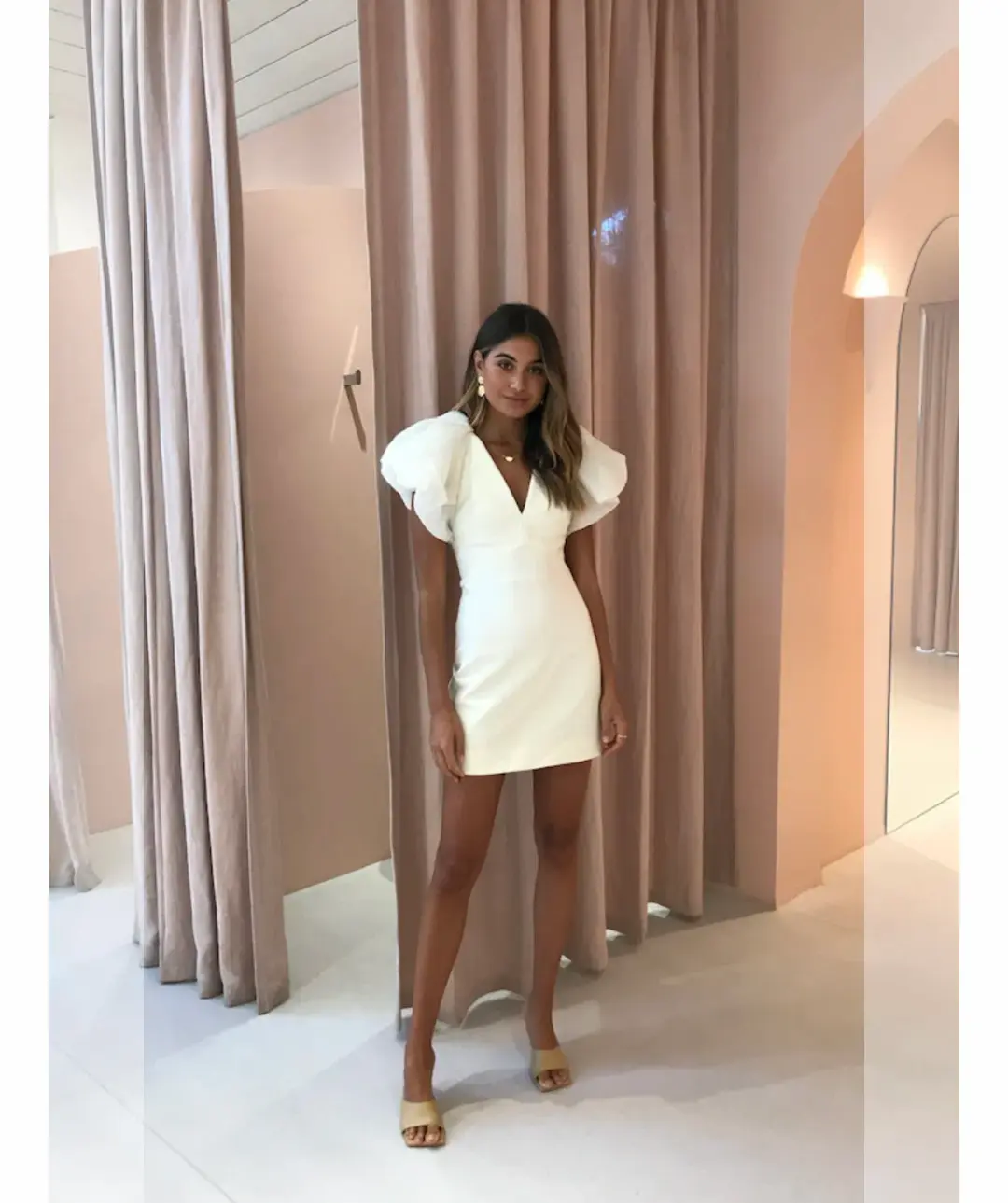 Acler Raven Mini Dress in Ivory Size 6 for rent on The Volte - main image