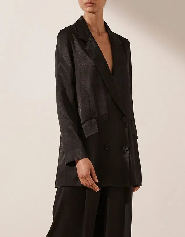 Shona Joy Angelica Double Breasted Blazer & Pants Set Black Size 14 / XL for rent on The Volte - main image