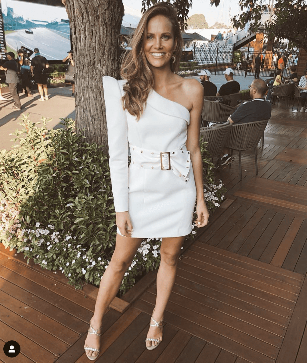 Misha Bonnie Studded Dress White Size 8 for rent on The Volte - main image