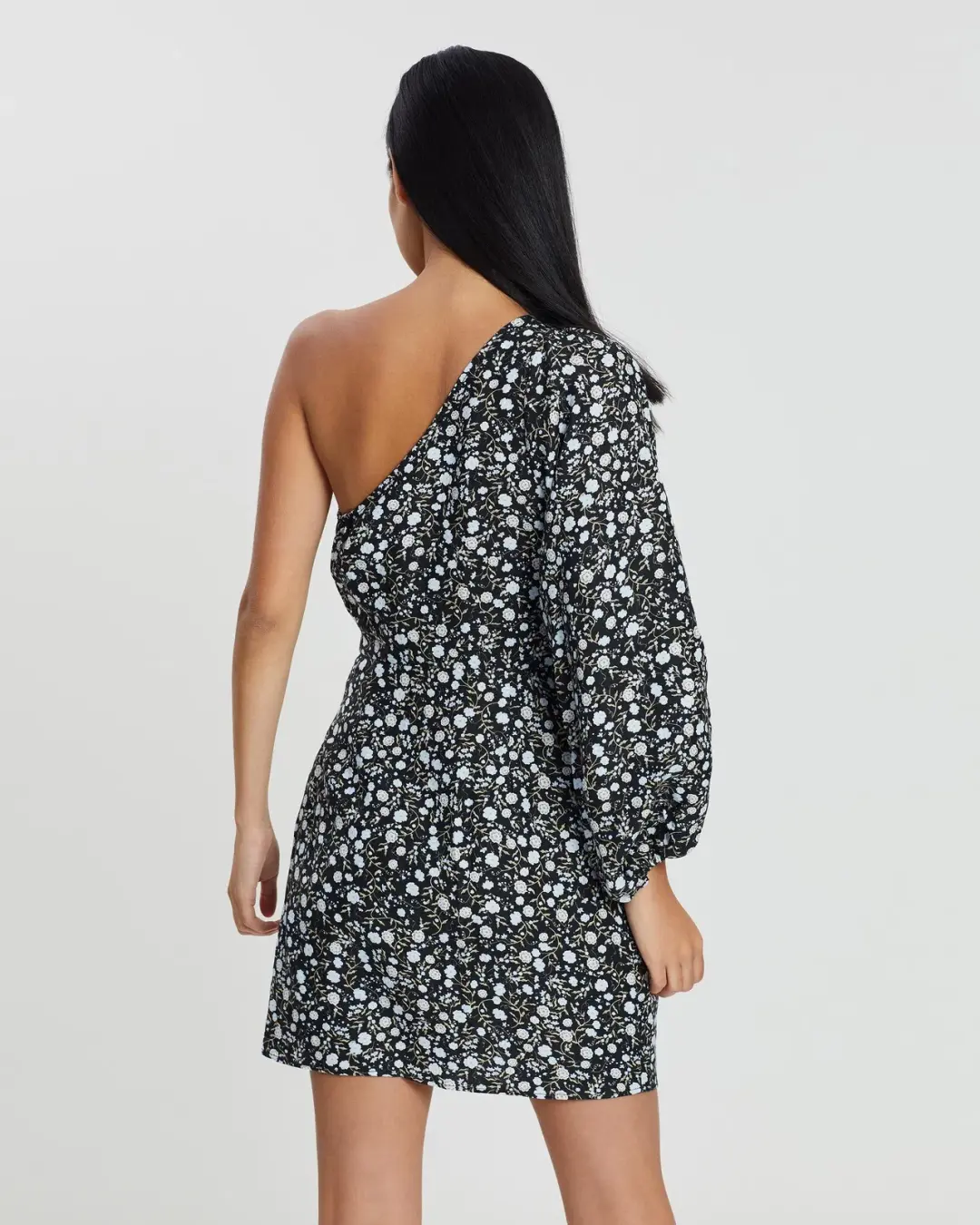 Shona Joy Parker One Shoulder Draped Mini Dress Floral Size 12 for rent on The Volte - main image