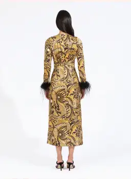 Alice McCall Feather Midi Dress Gold Dust Size AU 6 for rent on The Volte - image 4