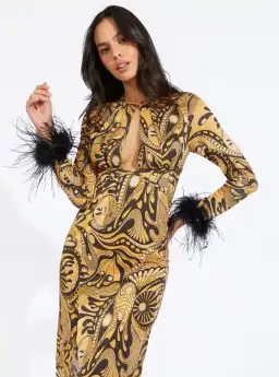 Alice McCall Feather Midi Dress Gold Dust Size AU 6 for rent on The Volte - image 5