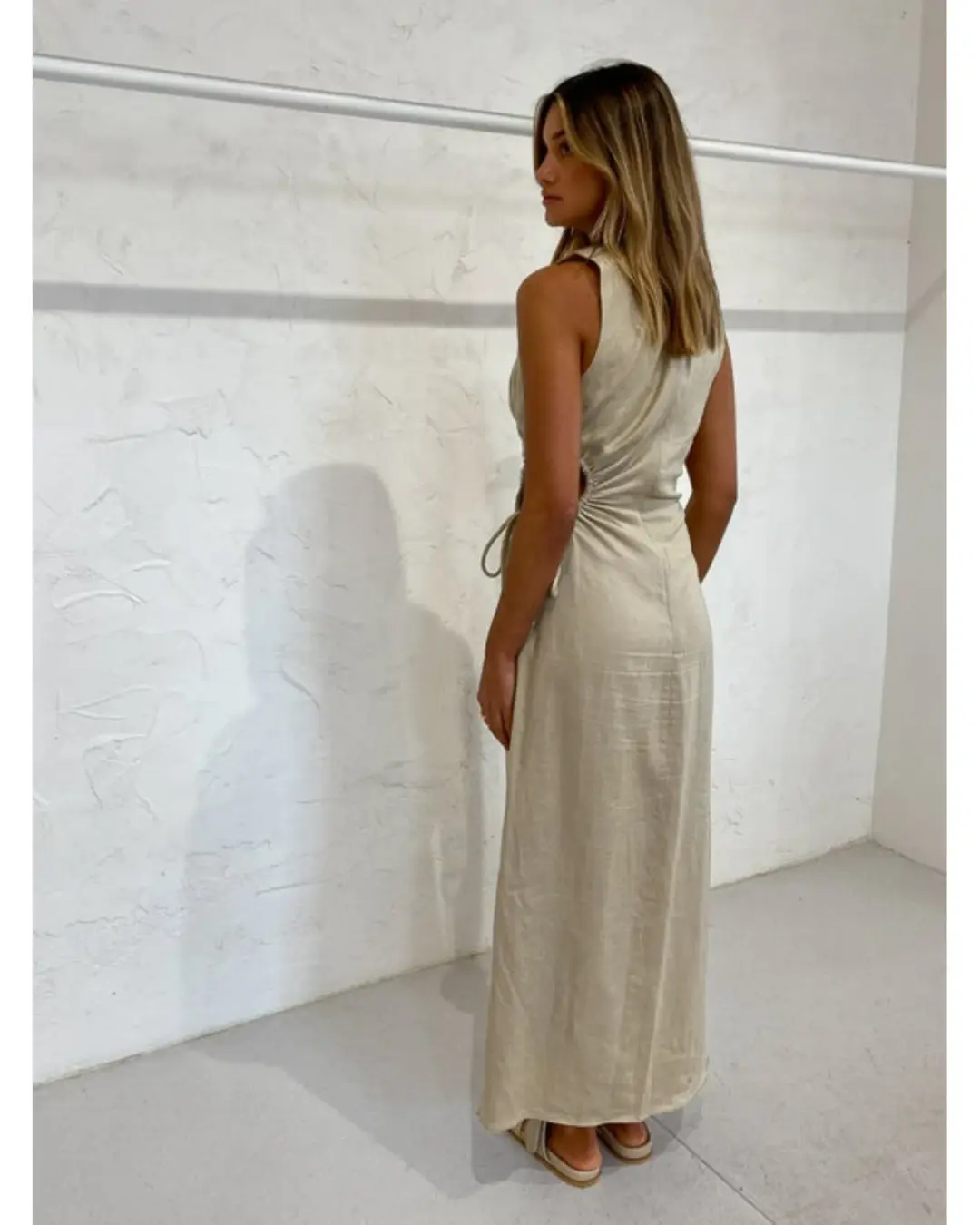 Sir the Label Blanche Cut Out Midi Dress In Bone Size AU 8 for rent on The Volte - main image