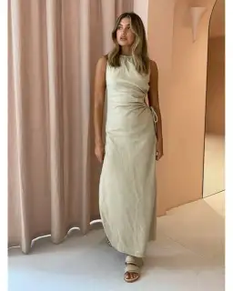 Sir the Label Blanche Cut Out Midi Dress In Bone Size AU 8 for rent on The Volte - image 1