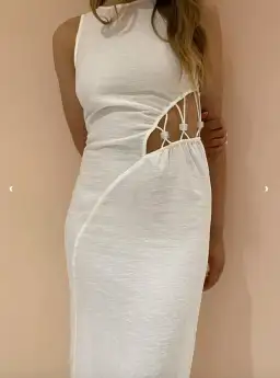 Suboo Astrid Resin Waist Detail Midi Dress in Ivory for rent on The Volte - image 3