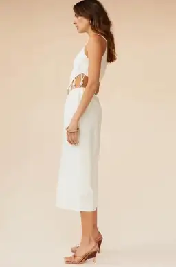 Suboo Astrid Resin Waist Detail Midi Dress in Ivory for rent on The Volte - image 4