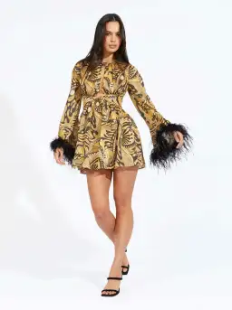 Alice McCall Feather Mini Dress Gold Dust Size AU 8 for rent on The Volte - image 2