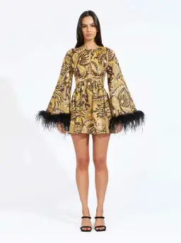 Alice McCall Feather Mini Dress Gold Dust Size AU 8 for rent on The Volte - image 1