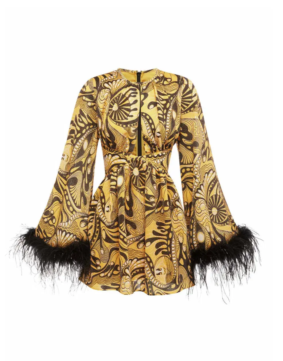 Alice McCall Feather Mini Dress Gold Dust Size AU 8 for rent on The Volte - main image