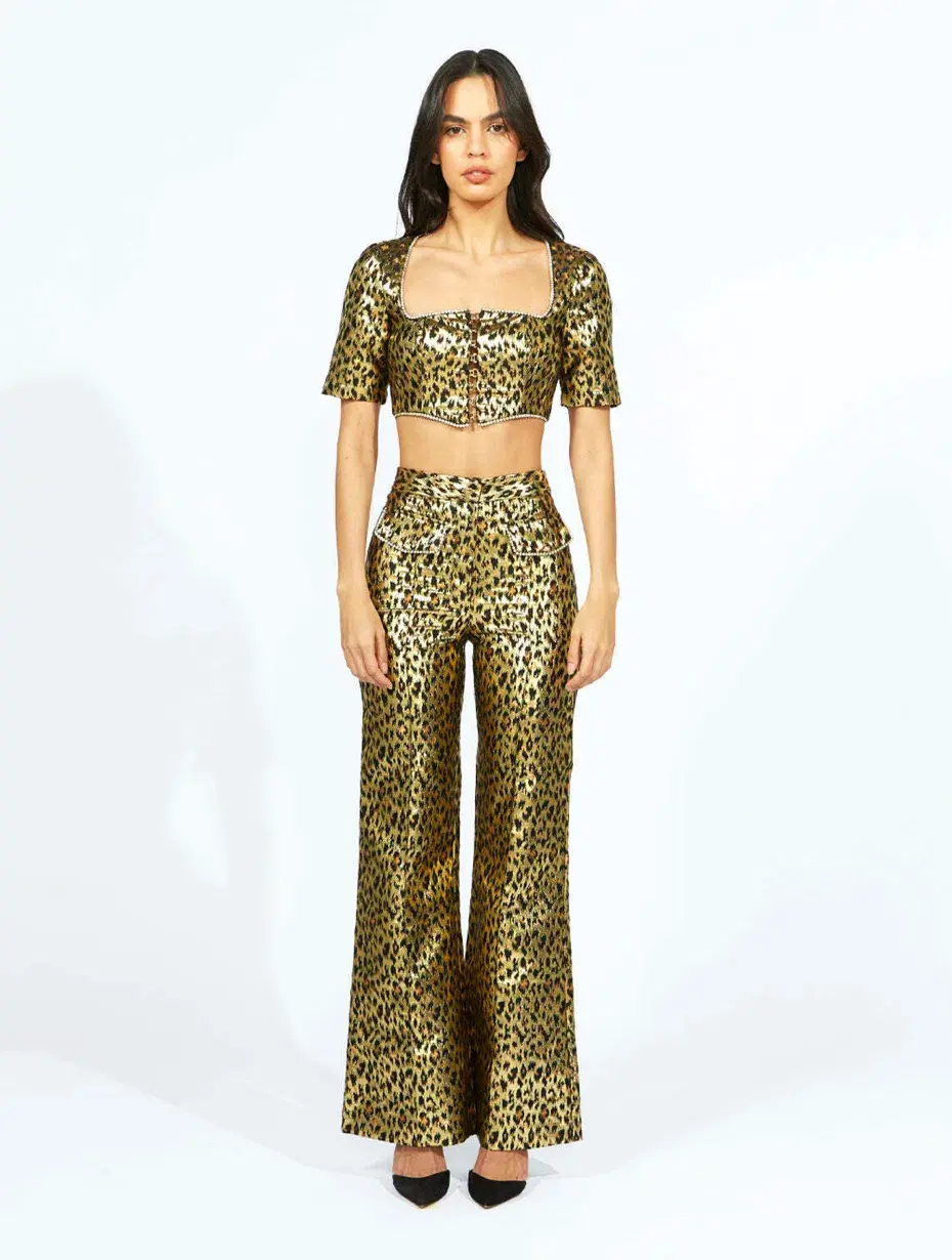 Alice McCall The Night Cat Pant Gold Size AU 6 for rent on The Volte - main image
