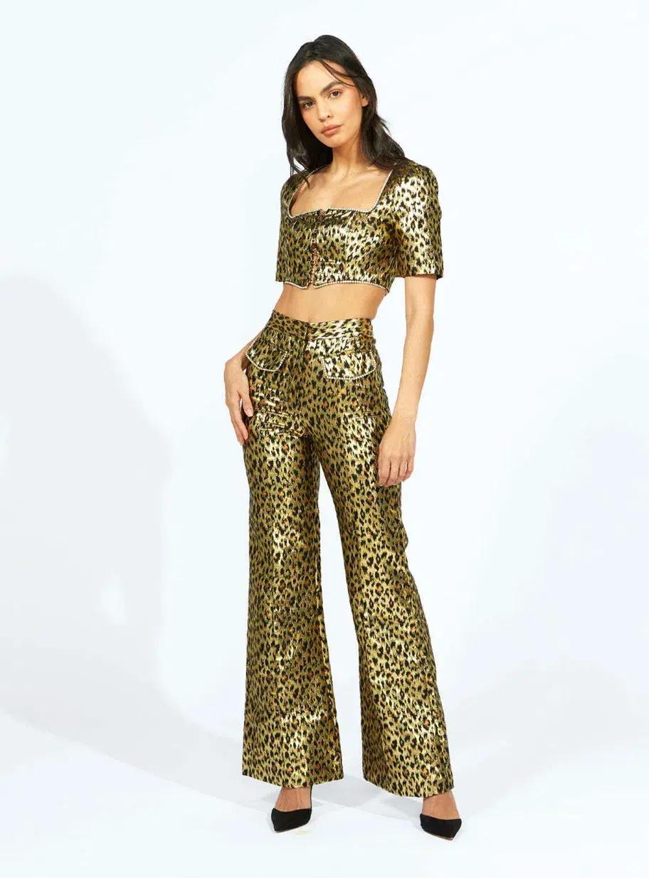 Alice McCall The Night Cat Pant Gold Size AU 6 for rent on The Volte - main image