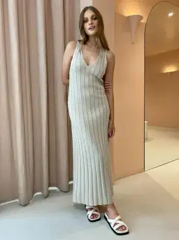 Sir the Label Isobel V Neck Dress Beige Size 2 / AU 10