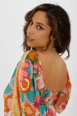 Zimmermann Lola Gathered Floral-print Linen Mini Dress Orange Size 0 / AU 8 for rent on The Volte - image 6