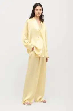 Michael Lo Sordo Relaxed Silk Boy Pant Pale Yellow Size AU 8 for rent on The Volte - image 2