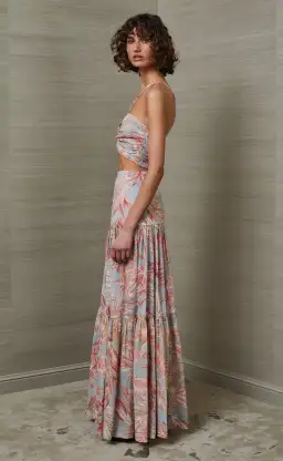 Bec & Bridge Miami Palm Skirt and Top Pink Size AU 6