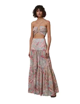 Bec & Bridge Miami Palm Skirt and Top Pink Set Size AU 6