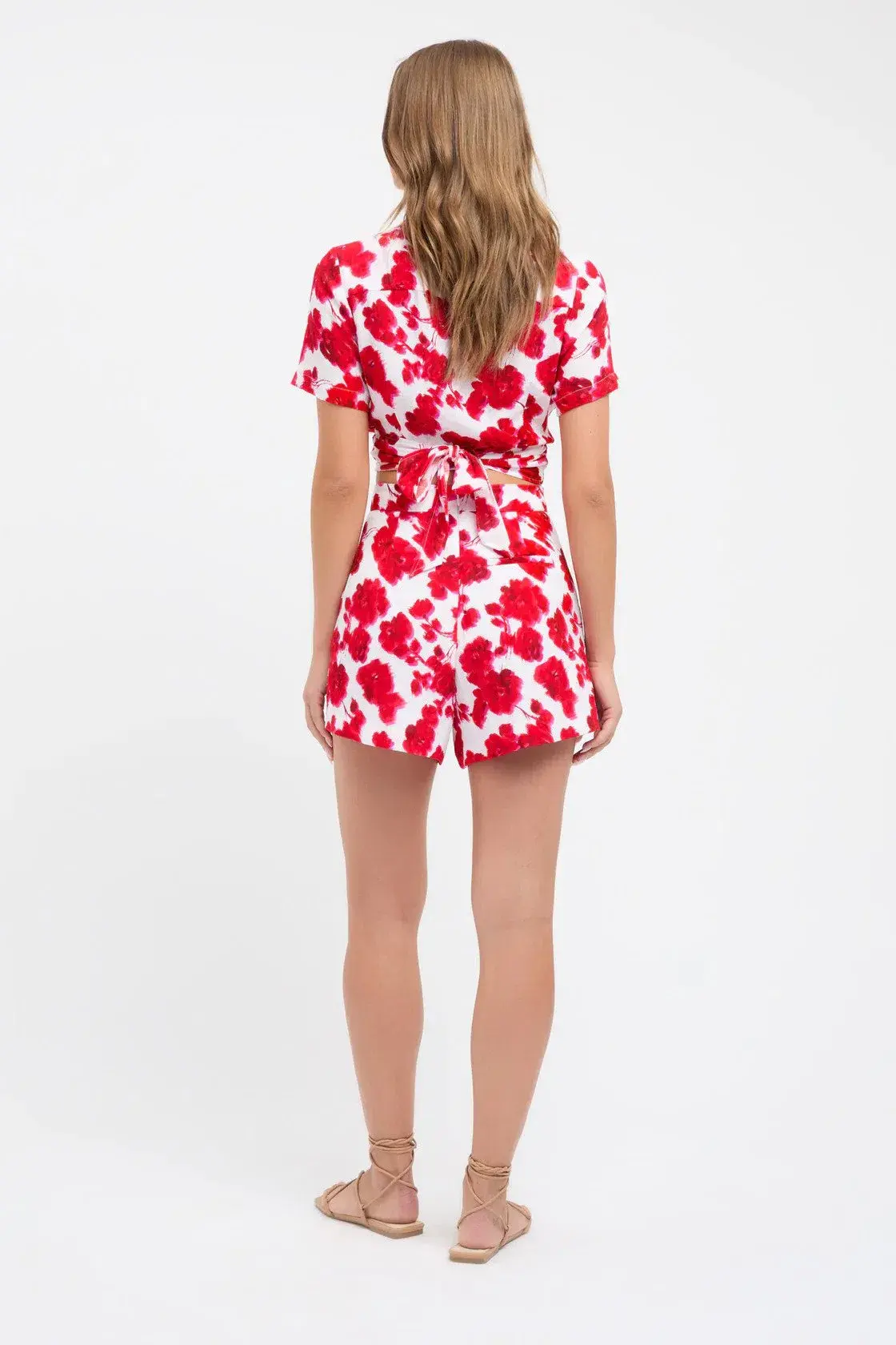 Kookai Bonita Crop And Short Set Red Size AU 8 - Image 2