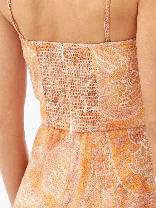 Zimmermann Brighton Tie Waist Midi Dress Tangerine Paisley Size 0 / AU 8 - Image 4