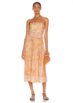 Zimmermann Brighton Tie Waist Midi Dress Tangerine Paisley Size 0 / AU 8