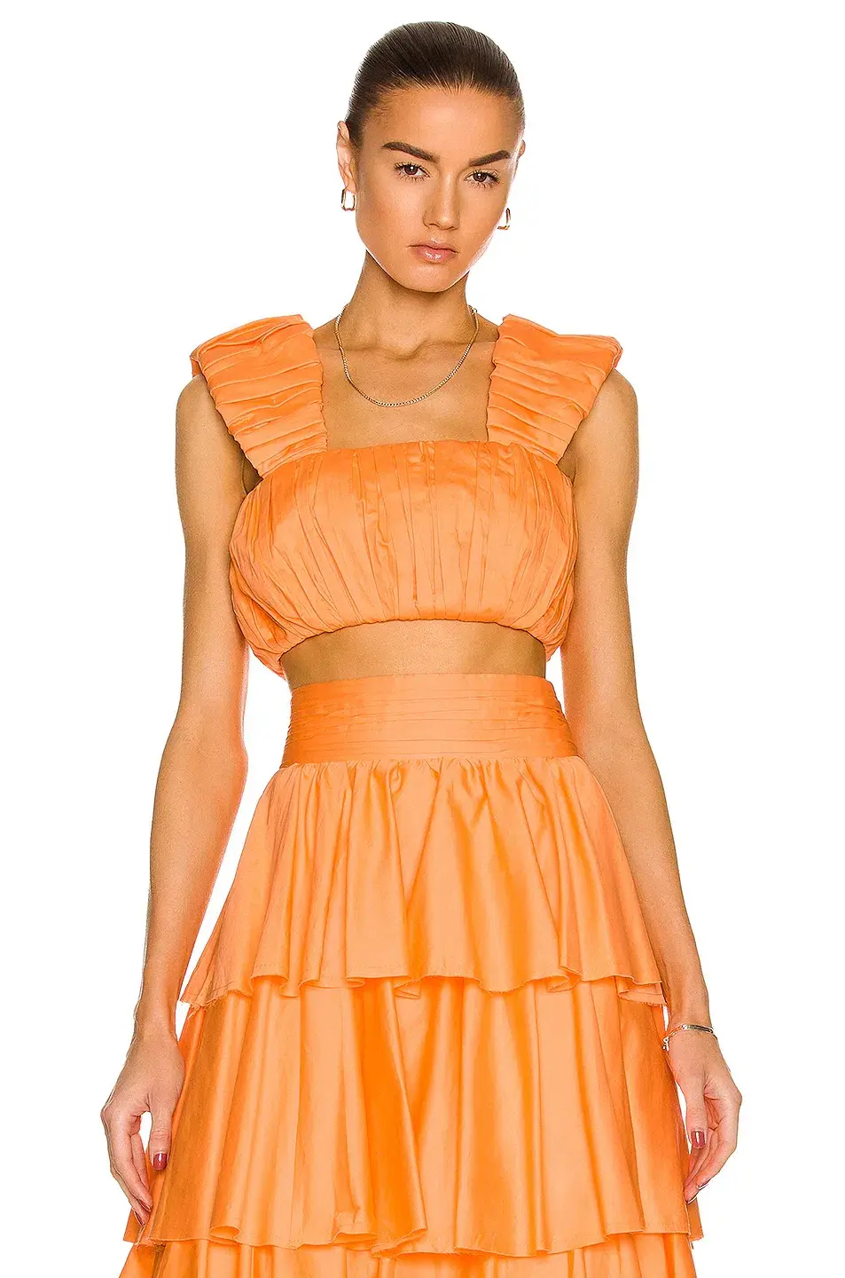 Aje Medina Ruched Cropped Top Mandarin Size 10 for rent on The Volte - main image