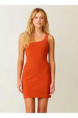 Bec & Bridge One Shoulder Mini Dress In Rust Size 8 for rent on The Volte - image 1