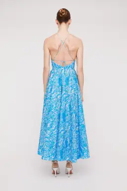 Scanlan Theodore Cotton Ocean Shoestring Dress Blue/Print Size 10 for rent on The Volte - image 3