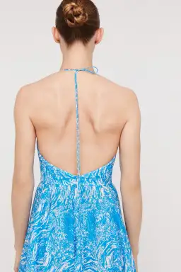 Scanlan Theodore Cotton Ocean Shoestring Dress Blue/Print Size 10 for rent on The Volte - image 4