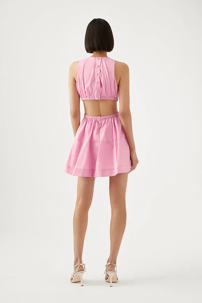 Aje Voyage Braided Cut Out Mini Dress Pink Size 6 / XS for rent on The Volte - main image