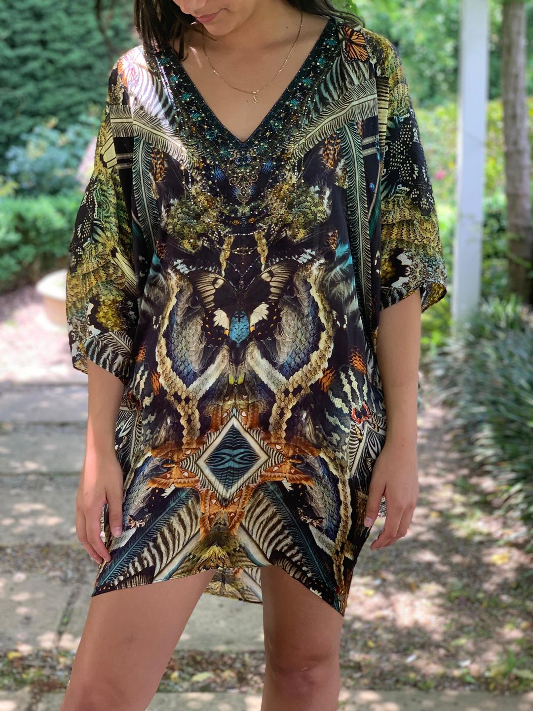 Camilla Maternal Instinct short kaftan w raglan sleeve Size 18 for rent on The Volte - main image