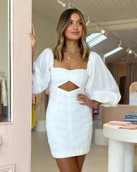 Bec & Bridge Romantique Mini Dress White Size 8 for rent on The Volte - main image