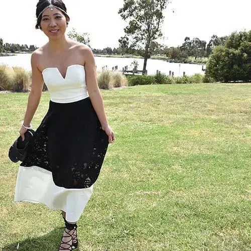 Pilgrim Strapless Midi Dress Black/White Size 10 for rent on The Volte - main image