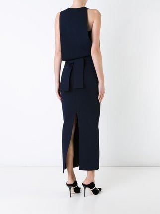 ScanlandTheodore Draped Crepe knit dress. -  Navy - Image 3