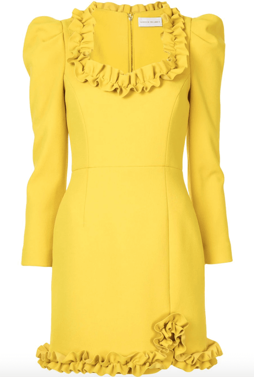 Rebecca Vallance Baci Long Sleeve Mini Dress Yellow Size AU 10 for rent on The Volte - main image