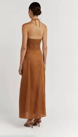 Dissh Flow Spice Halter Midi Dress Brown Size 10 for rent on The Volte - image 3