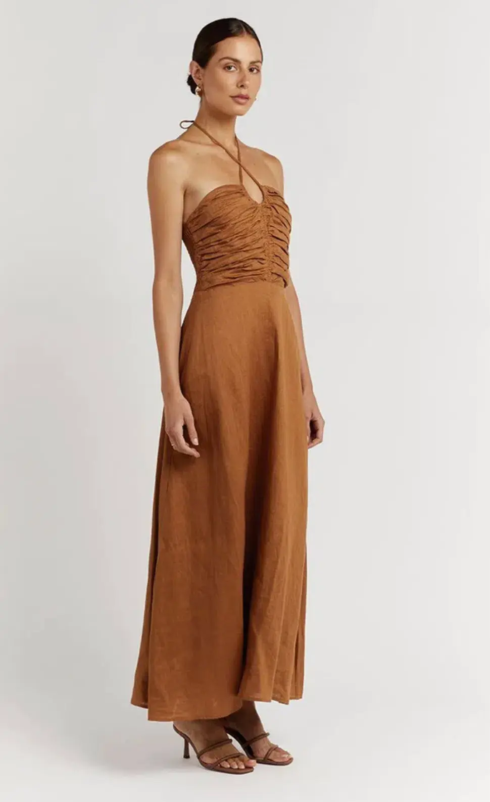 Dissh Flow Spice Halter Midi Dress Brown Size 10 for rent on The Volte - main image