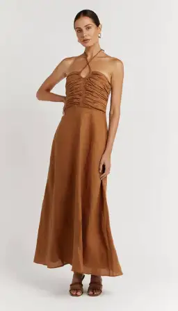 Dissh Flow Spice Halter Midi Dress Brown Size 10 for rent on The Volte - image 1