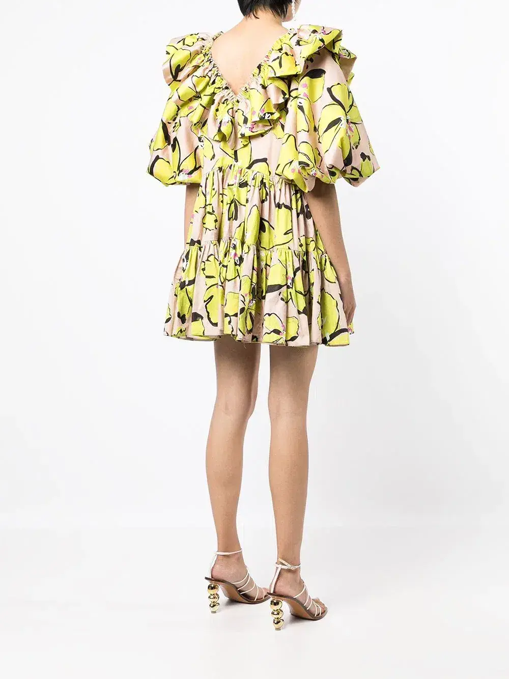 Aje Ruffle Mini Dress Print Size 8 for rent on The Volte - main image