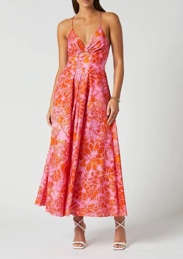 Scanlan Theodore cotton strappy midi tangerine size 12 for rent on The Volte - main image