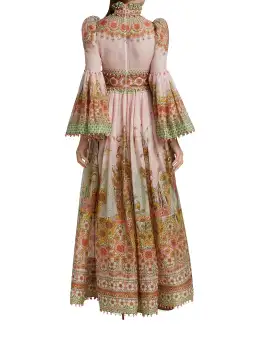 Zimmermann Kaleidoscope Kaleidoscope Bell-Sleeve Gown Leo Zodiac Print Size 0/Au 8 for rent on The Volte - image 2